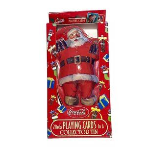 Coca-Cola Santa Claus Christmas Playing Cards 2 Decks Of Cars Collectors Tin